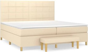 vidaXL Κρεβάτι Boxspring με Στρώμα Κρεμ 200x200 εκ. Υφασμάτινο