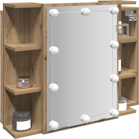 vidaXL Ντουλάπι καθρέφτη με LED Artisan Oak 70x16,5x60 cm