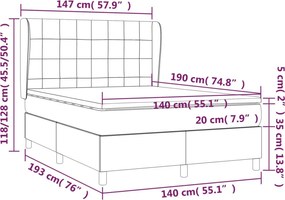 vidaXL Κρεβάτι Boxspring με Στρώμα Ροζ 140x190 εκ. Βελούδινο