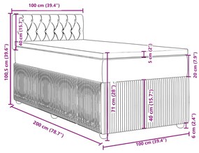 Κρεβάτι Boxspring με Στρώμα Σκούρο Πράσινο 100x200εκ. Βελούδινο - Πράσινο