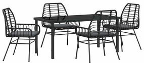 vidaXL Σέτ φαγητού για κήπο 5 pcs Μαύρο συνθετικό ρατάν
