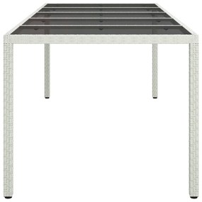 vidaXL Τραπέζι Κήπου Λευκό 250x100x75 εκ. Συνθετ. Ρατάν/Ψημένο Γυαλί