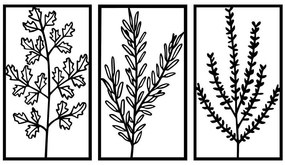 Διακοσμητικό Τοίχου Flowers (Σετ 3Τμχ) 899SKL2381 40x70cm Black Wallity Μέταλλο