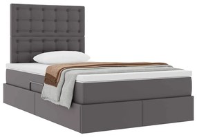 vidaXL Κρεβάτι Αποθήκης με στρώμα Γκρι 120 x 200 cm Τεχνητό Δέρμα