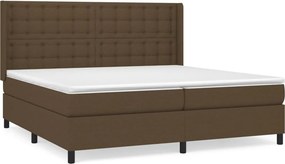 vidaXL Κρεβάτι Boxspring με Στρώμα Σκούρο Καφέ 200x200 εκ. Υφασμάτινο