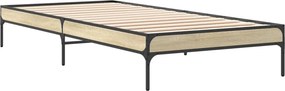 vidaXL Πλαίσιο Κρεβατιού Sonoma Δρυς 100x200 εκ. Επεξ. Ξύλο &amp; Μέταλλο