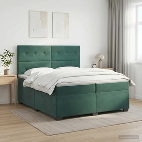 vidaXL Κρεβάτι box spring με στρώμα Σκούρο Πράσινο 200 x 200 cm