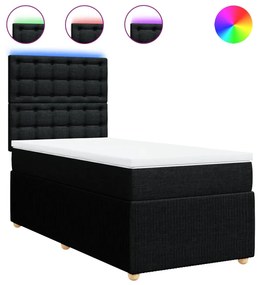 vidaXL Κρεβάτι Boxspring με Στρώμα Μαύρο 90x200 εκ. Υφασμάτινο