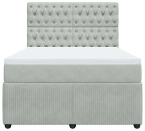 vidaXL Κρεβάτι Boxspring με Στρώμα Ανοιχτό Γκρι 140x190 εκ. Βελούδινο