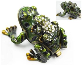 Διακοσμητικό Κουτάκι Μινιατούρα Βάτραχος Πράσινο Με Σμάλτο &amp; Στρας Royal Art 6,5x6x6εκ. BOS13796