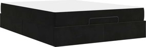 vidaXL Σκελετός κρεβατιού με στρώμα 2 pcs Μαύρο Βελούδο
