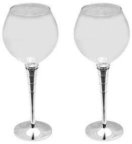 Ποτήρι Κρασιού Γραμμωτό Με Στρας Pet106 (Σετ 2τμχ) Clear Espiel Γυαλί