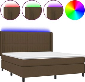 vidaXL LED Κρεβάτι με βάθρο με κεφαλάρι ύφασμα