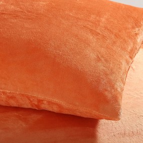 Σεντόνι Fleece Υπέρδιπλο Με Λάστιχο + Μαξιλαροθήκες (Σετ) Silk Fashion Solid Copper Tan