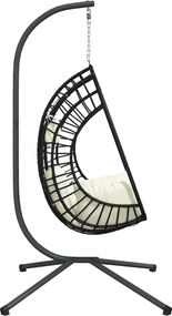 vidaXL Πολυθρόνα Egg Κρεμαστή με Βάση Μπεζ Συνθ. Ρατάν / Ατσάλι