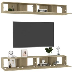 vidaXL Έπιπλα Τηλεόρασης 4 τεμ. Sonoma Δρυς 100x30x30 εκ. Επεξ. Ξύλο