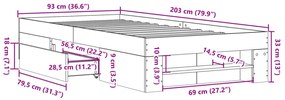 Πλαίσιο Κρεβατιού Γκρι Σκυροδέματος 90x200 εκ. Επεξεργ. Ξύλο - Γκρι