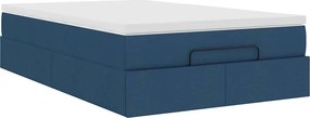 vidaXL Οθωμανικό κρεβάτι με στρώμα μπλε 120x200cm ύφασμα