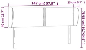 Κεφαλάρι με Πτερύγια Μαύρο 147 x 23 x 78/88 εκ. Υφασμάτινο 3117004