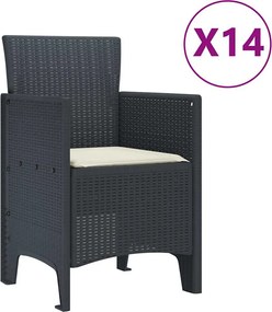 vidaXL Σετ Τραπεζαρίας Κήπου με Μαξιλάρια 15 pcs Ανθρακί PP