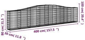 vidaXL Συρματοκιβώτια Τοξωτά 6 τεμ. 400x30x80/100 εκ. Γαλβαν. Ατσάλι