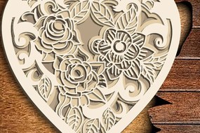Intra απο ξύλο plywood 3mm-4mm πάχος 3d Floral Heart Layered Design Cricut Δίασταση 15x15 cm INTRAFABR-72315677