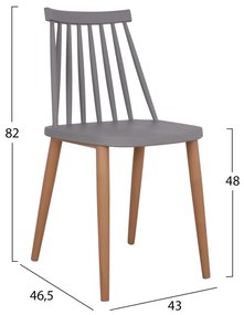 Σετ τραπεζαρίας C11327.10 5τμχ με Τραπέζι MINIMAL 120x80x73εκ. &amp; Καρέκλες VANESSA Γκρί