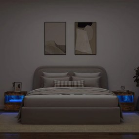 vidaXL Κομοδίνα με Φώτα LED 2 τεμ. Καπνιστή Δρυς 50x40x45 εκ.
