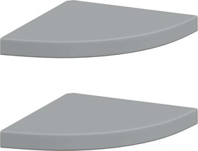 vidaXL Ράφια Τοίχου Γωνιακά 2 τεμ. Γκρι 35x35x3,8 εκ. MDF