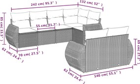 vidaXL Σαλόνι Κήπου Σετ 7 τεμ. Μπεζ Συνθετικό Ρατάν με Μαξιλάρια