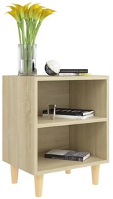 vidaXL Κομοδίνο Sonoma Δρυς 40 x 30 x 50 εκ. με Μασίφ Ξύλινα Πόδια