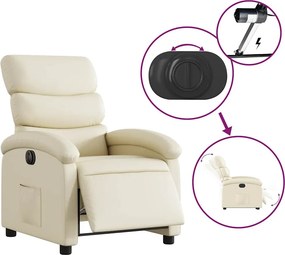 vidaXL Πολυθρόνα Ανακλινόμενη Ηλεκτρική Κρεμ από Συνθετικό Δέρμα