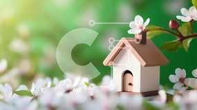 Intra Συλλεκτικό Ξύλινο Παζλ Plywood  4mm - Σπίτι στη μέση των λευκών ανθών και λουλουδιών Σε Ξύλινο Κουτί - Διαστάσεις: 10x10 cm – 25 κομμάτια