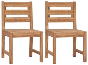 Καρέκλες Κήπου 2 τεμ. από Μασίφ Ξύλο Teak - Καφέ