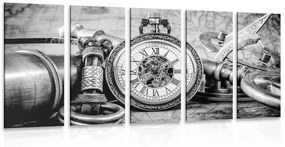 Ρολόγια με εικόνα 5 μερών από το παρελθόν σε ασπρόμαυρο - 100x50