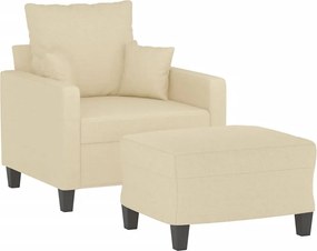 vidaXL Πολυθρόνα Κρεμ 60 εκ. Υφασμάτινη με Υποπόδιο