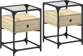 vidaXL Κομοδίνα 2 τεμ. Sonoma Δρυς 40 x 40 x 55 εκ. από Επεξεργ. Ξύλο