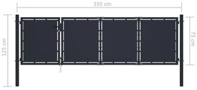 vidaXL Πόρτα Περίφραξης Κήπου Ανθρακί 350 x 75 εκ. Ατσάλινη