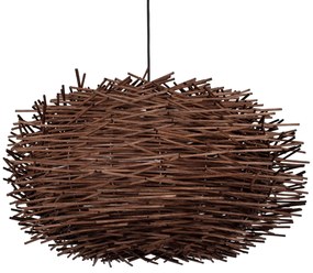 01734 GloboStar® MINORCA 01734 Boho Κρεμαστό Φωτιστικό Ανάρτηση Μονόφωτο 1 x E27 IP20 Καφέ Ξύλο - Μ60 x Π60 x Y35cm