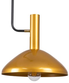GloboStar® KATIE 00538 Μοντέρνο Φωτιστικό Οροφής Μονόφωτο Μαύρο - Χρυσό Μεταλλικό Καμπάνα Φ30 x Υ120cm