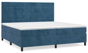 vidaXL Κρεβάτι Boxspring με Στρώμα Σκούρο Μπλε 200x200 εκ. Βελούδινο