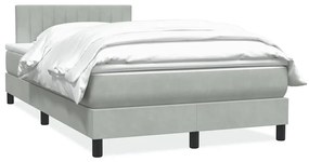 vidaXL Κρεβάτι Boxspring με Στρώμα Ανοιχτό Γκρι 120x210 εκ. Βελούδινο