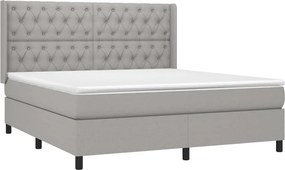 vidaXL Κρεβάτι Boxspring με Στρώμα Αν. Πράσινο 160x200εκ Υφασμάτινο