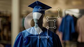 Intra Συλλεκτικό Ξύλινο Παζλ Plywood 4mm - Μανεκέν με μπλε ενδυμασία αποφοίτησης Σε Ξύλινο Κουτί - Διαστάσεις Puzzle: 10x10 cm – 25 κομμάτια