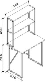 Γραφείο εργασίας Pope Megapap χρώμα pine oak 73x52x146εκ.