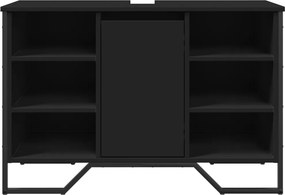 vidaXL Ντουλάπι Νιπτήρα Μπάνιου Μαύρο 91x35x60 εκ. Επεξεργασμένο Ξύλο