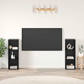 vidaXL Σετ επίπλου τηλεόρασης 2 pcs Μαύρη Οξυά Επεξεργασμένο Ξύλο