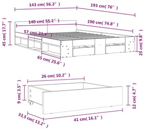 ΠΛΑΙΣΙΟ ΚΡΕΒΑΤΙΟΥ ΜΕ ΣΥΡΤΑΡΙΑ SONOMA ΔΡΥΣ 140X190ΕΚ. ΕΠΕΞ. ΞΥΛΟ 3280764