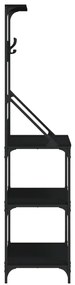 vidaXL Ραφιέρα Κουζίνας με Γάντζους και 4 Ράφια Μαύρη Επεξεργ. Ξύλο
