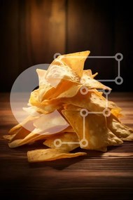 Σετ των 2 Intra Συλλεκτικό Ξύλινο Παζλ Plywood 4mm - Χρυσά τσιπς τορτίγιας σε ξύλινη επιφάνεια Σε Ξύλινο Κουτί - Διαστάσεις: 10x10 cm – 25 κομμάτια